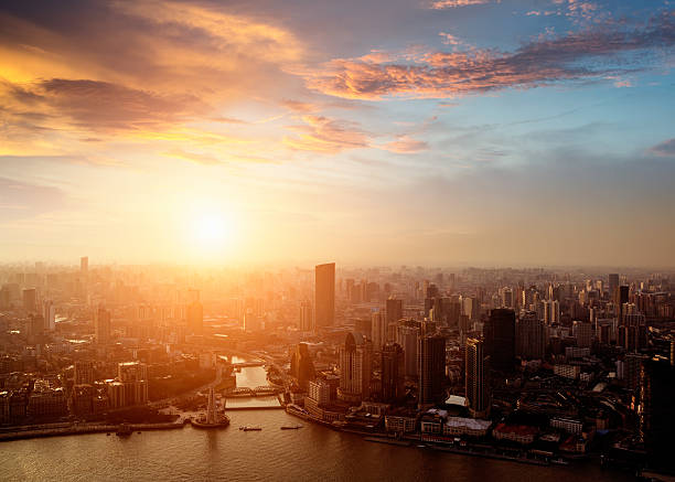 istock shanghai pudong skyline at sunset 184034730