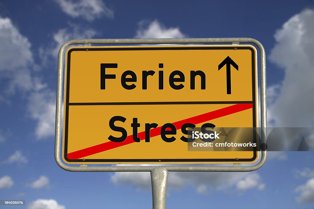 Deutsche road sign stress und Urlaub - Lizenzfrei Abschied Stock-Foto