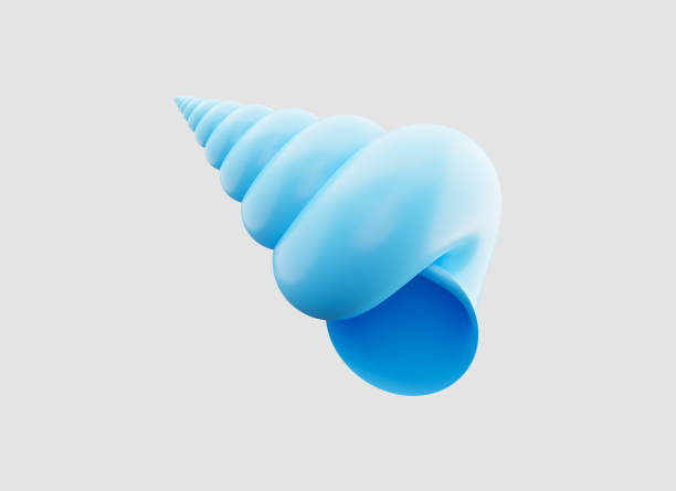 Seashell blue cute 3d render isolated.  Summer symbol concept. Shell realistic 3d illustration.