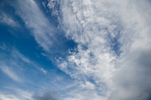 blue sky with mixed white clouds - full-frame horizonless cloudscape