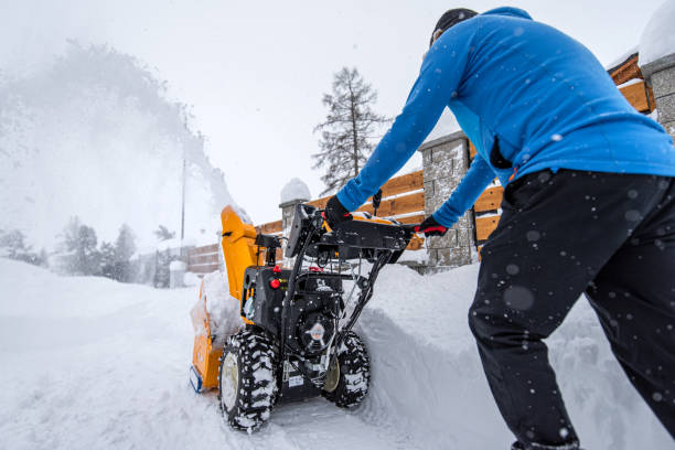 istock the snow-covered snowblower. 1840352217