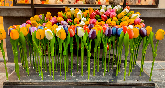 tulip decorative flowers ornament at shop at brussel belgium