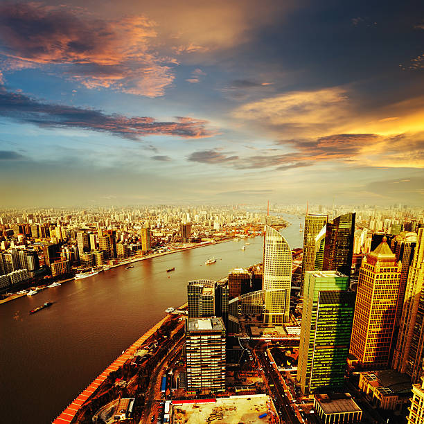 istock shanghai pudong skyline at sunset 184035490