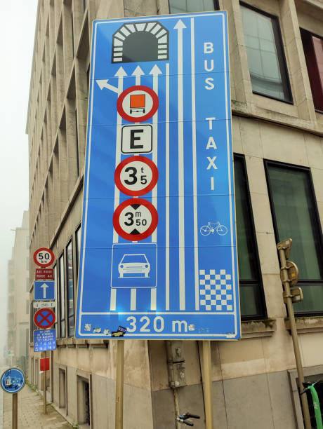 complicated traffic direction sign at brussel belgium
