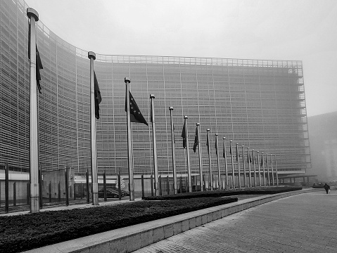 EU european union commision building entrance at brussel belgium