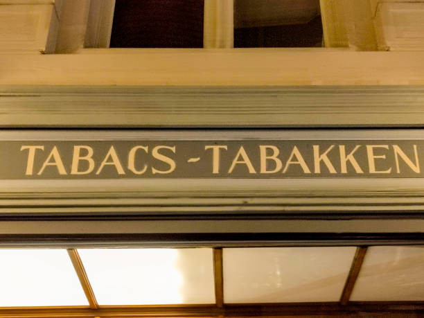 istock Tabaco cigarette sign at shop in brussel belgium 1840363043