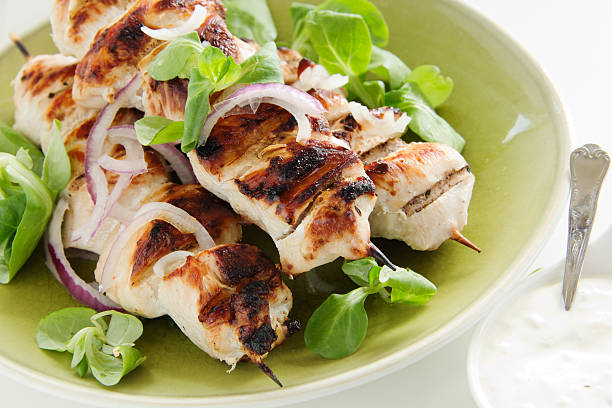 istock Chicken shish kebab on skewers. 184036395