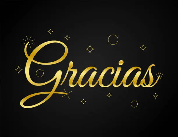 Vector illustration of Thank you in Spanish language.