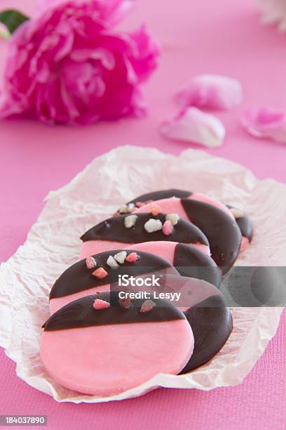 Pink Peppermint Cookies With Chocolate Stock Photo - Download Image Now - Baked Pastry Item, Bakery, Celebration Event