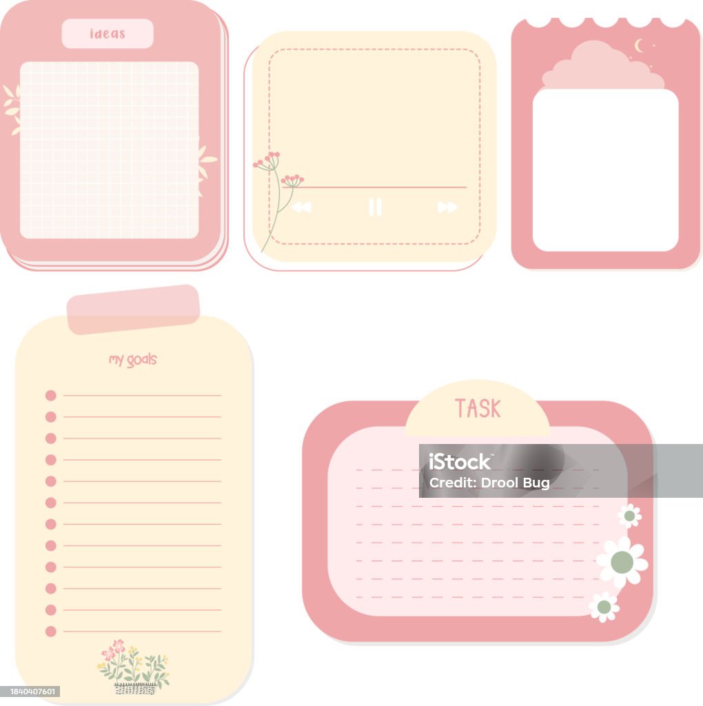 Cute Notepad Cute Girly Notepad Stock Illustration - Download Image Now - Personal ...