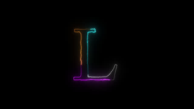 Neon letter L with alpha channel, neon alphabet and letters, neon light, illumination