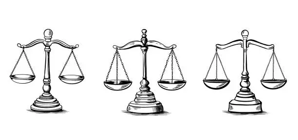 Vector illustration of Scales of justice hand drawn