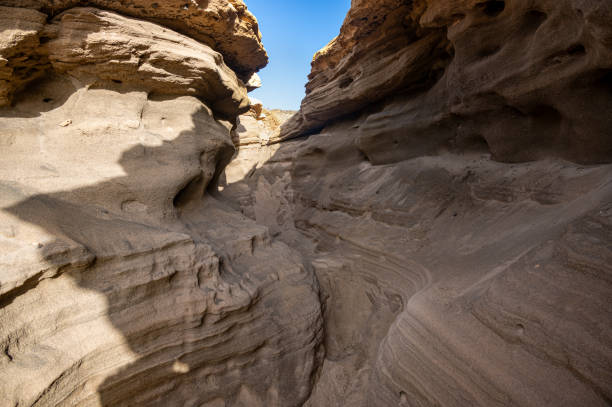 istock Ventifact rock formations caused by wind at La Pared Beach, Fuerteventura 1840438200