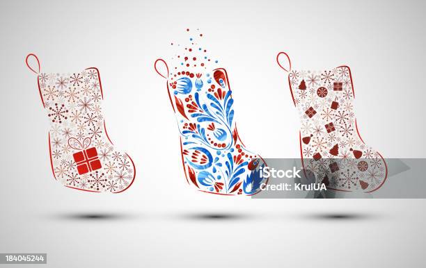 Ensemble De Chaussettes De Noël Vecteurs libres de droits et plus d'images vectorielles de Abstrait - Abstrait, Blanc, Bleu