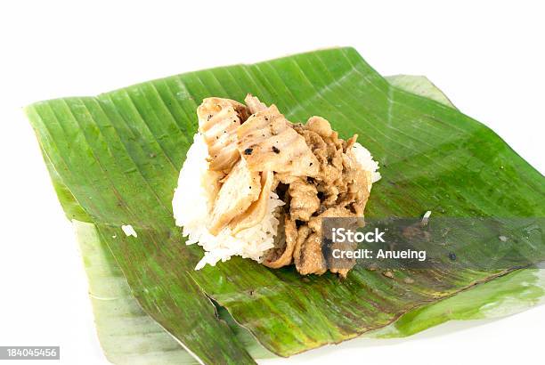 Stick Rice With Pork Wrapped Banana Leaves On White Background Stock Photo - Download Image Now