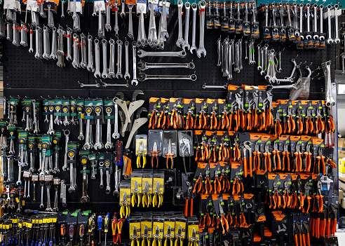 Tool display at a hardware store - no people