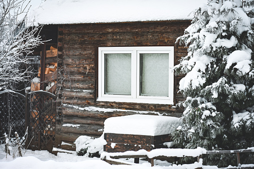 winter in the garden of a country house