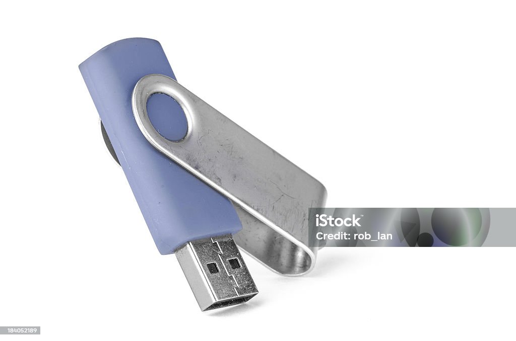 Blue usb memory stick Blue usb memory stick over white background Accessibility Stock Photo