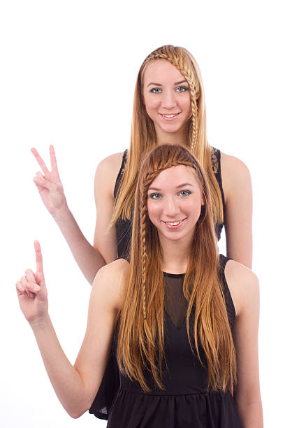 istock Two girls gemini sisters 184054522