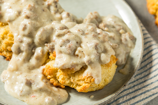 Homemade Southern Biscuits and Gravy for Breakfast