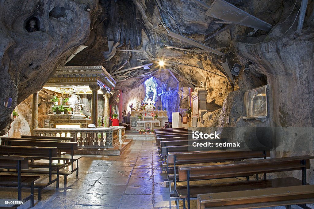 Palermo - Cave of Santuario di Santa Rosalia. Palermo - Cave of Santuario di Santa Rosalia. The cave is a holy shrine on mount Pelegrino over Palermo, and is dedicated to Santa Rosalia patron of Palermo on April 9, 2013 in Palermo, Italy Palermo - Sicily Stock Photo