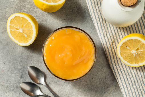 Sweet Organic Lemon Curd Spread in a Glass Jar