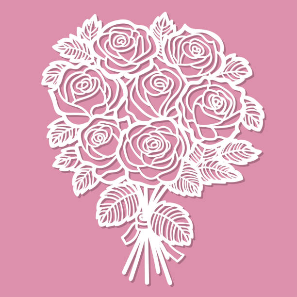 illustrazioni stock, clip art, cartoni animati e icone di tendenza di dima per taglio laser. bouquet di rose. vettore - wedding rose lace backgrounds