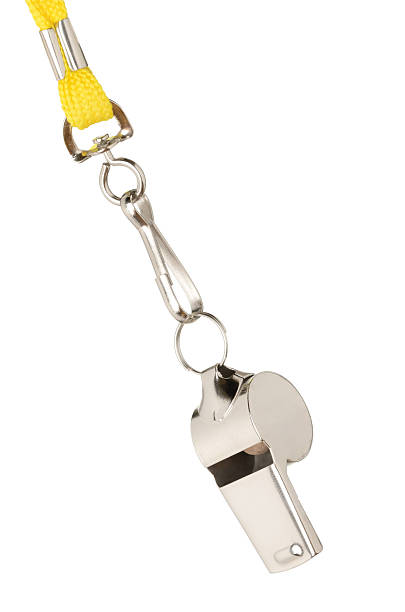 istock Metal whistle with yellow cord 184057419