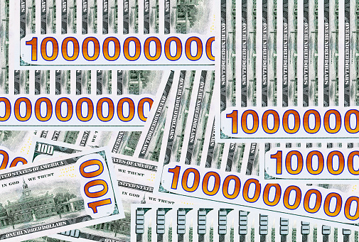 Several billion dollars. Conceptual image with American hundred dollar bills