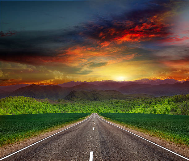 istock Backroad in the mountains during sunset 184061873