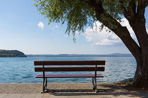 istock Bracciano Lake - Lonely bench in a silent place 184062104