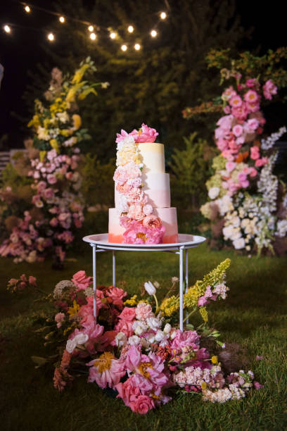 istock Amazing wedding cake decorated with various flowers 1840639283