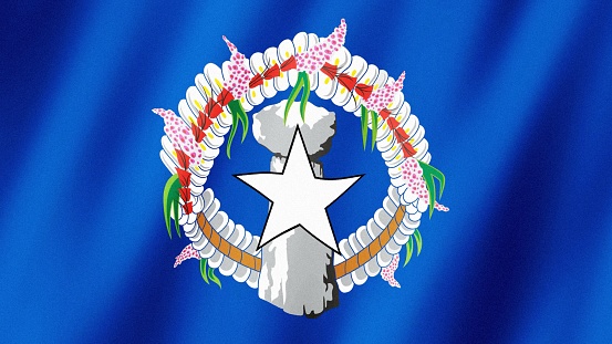 Northern Mariana Islands flag waving in the wind. Flag of Northern Mariana Islands images.