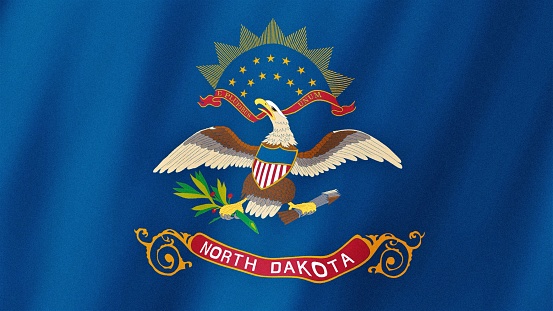 North Dakota flag waving in the wind. Flag of North Dakota images.