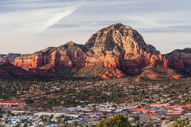 View from Airport Mesa in Sedona at sunset in Arizona, USA