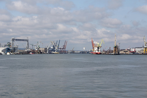 Hoek van Holland,Netherlands,10-june-2019:liquid gas tanker entering the harbour of rotterdam, the harbor is the biggest of holland and called maasvlakte europoort