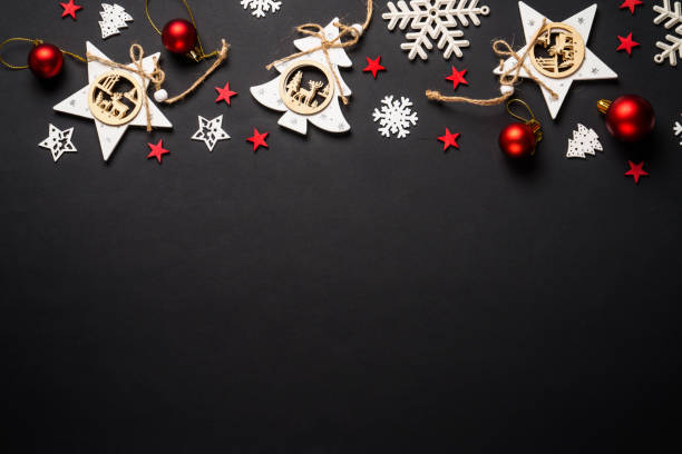 istock Scandinavian christmas style at Black background. 1840704387