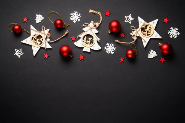 istock Scandinavian christmas style at Black background. 1840704388