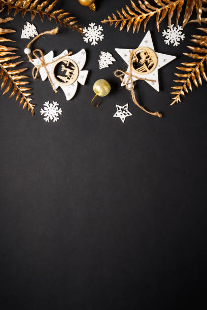 istock Scandinavian christmas style at Black background. 1840704391