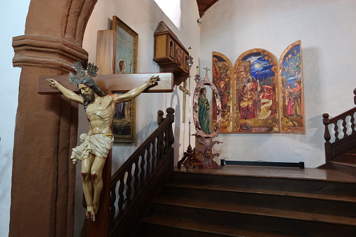 Guimar, Tenerife, Spain, March 8, 2022: Different religious images in the Santo Domingo Church, Guimar, Tenerife, Spain