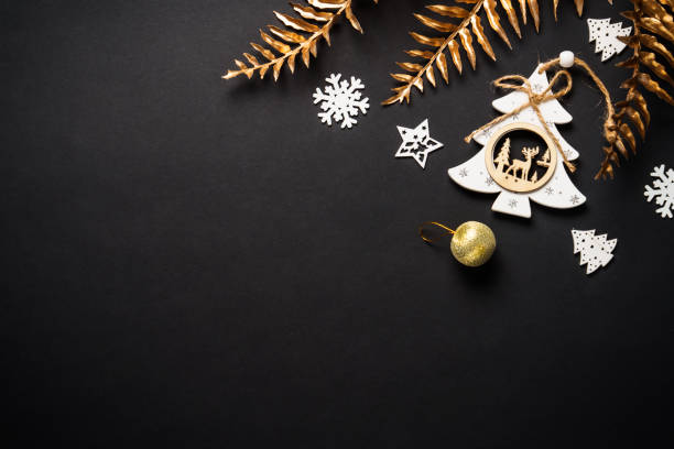 istock Scandinavian christmas style at Black background. 1840704908