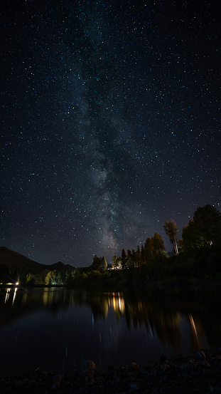 The Milky Way Galaxy core over Sun Valley, Idaho