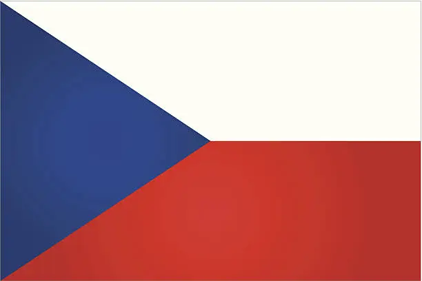 Vector illustration of Czech Republic flag in red, white, and blue