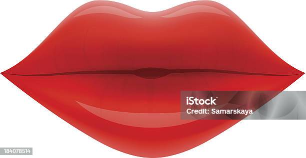 Computerized Image Of Plump Red Lips On White Background Stock Illustration - Download Image Now