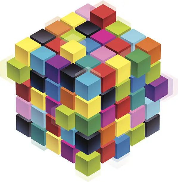 Vector illustration of colorful cubes joining