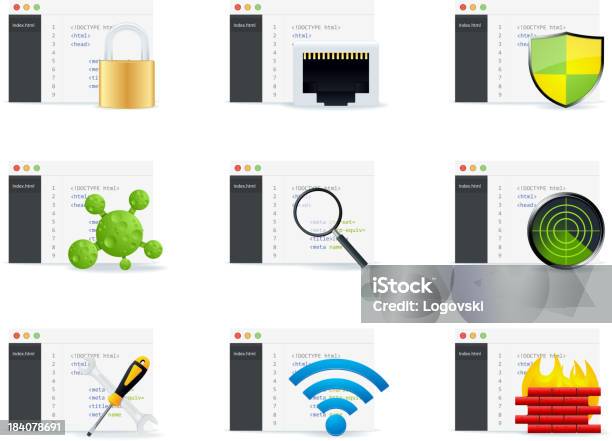 Bezpieczne Sieci Kodowania - Stockowe grafiki wektorowe i więcej obrazów Bezpieczeństwo - Bezpieczeństwo, Błąd oprogramowania, Choroba zakaźna