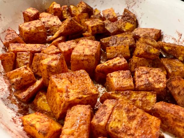istock Diced sweet and normal fried potatoes 1840799469