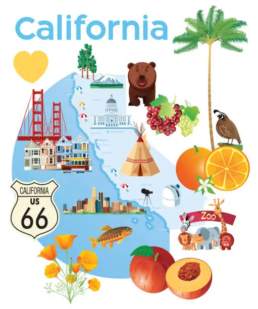 Vector illustration of California Funny Map