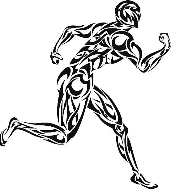 Vector illustration of Full Body Tattoo Running