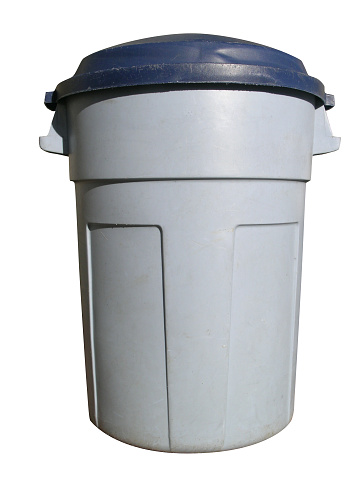 Plastic trash can with clipping path.